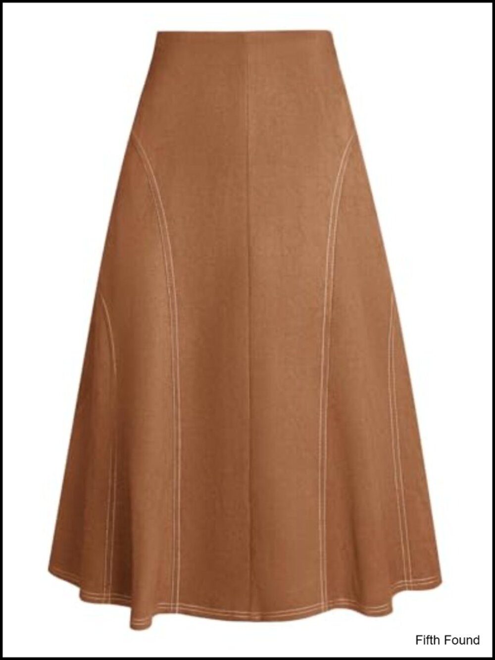 Faux Suede Midi Skirt High Waist A-Line Flared Hem